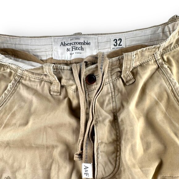 Abercrombie & Fitch Heavyweight Khaki Cargo Shorts Size 32 - Picture 2 of 11